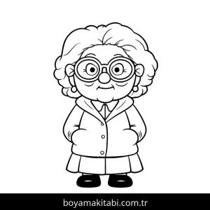 Büyükanne boyama sayfası – yaratıcılığı geliştirir, keyifli zaman