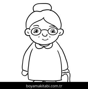 Büyükanne boyama sayfası – boyama etkinliği, çocuk aktivitesi