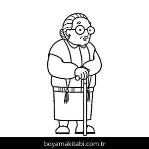 Büyükanne boyama sayfası – keyifli zaman, renkli çizimler