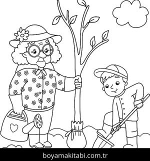 Büyükanne boyama sayfası – ücretsiz yazdır, boyama etkinliği