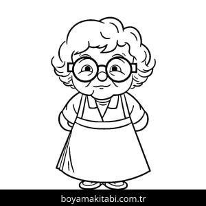 Büyükanne boyama sayfası – renkli çizimler, okul öncesi