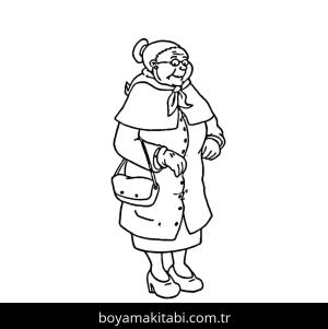 Büyükanne boyama sayfası – keyifli zaman, renkli çizimler