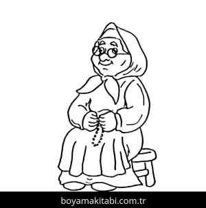 Büyükanne boyama sayfası – eğitici aktivite, yaratıcılık