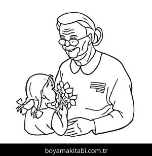 Büyükanne boyama sayfası – boyama etkinliği, çocuk aktivitesi