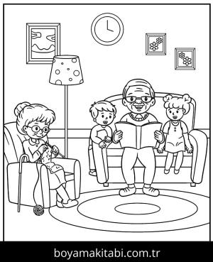 Büyükanne boyama sayfası – boyama çalışması, yaratıcılığı geliştirir