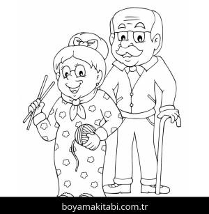 Büyükanne boyama sayfası – evde etkinlik, ücretsiz yazdır