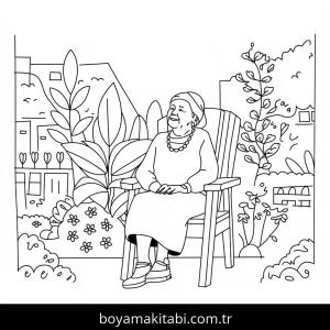 Büyükanne boyama sayfası – el becerilerini geliştirir, boyama çalışması