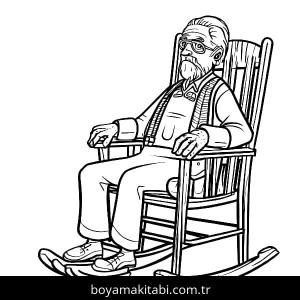 Büyükbaba boyama sayfası – evde etkinlik, ücretsiz yazdır