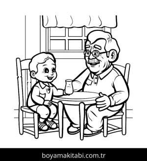 Büyükbaba boyama sayfası – sevimli karakter, sanatsal çalışma
