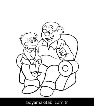 Büyükbaba boyama sayfası – eğlenceli etkinlik, el becerilerini geliştirir