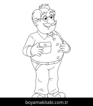 Büyükbaba boyama sayfası – çocuklar için, çizgi film temalı
