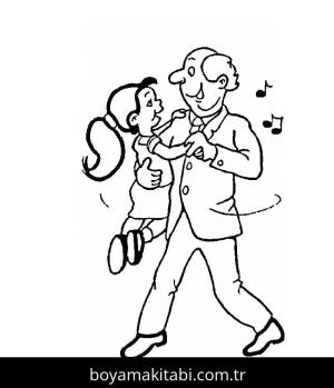 Büyükbaba boyama sayfası – çizgi film temalı, basit çizim