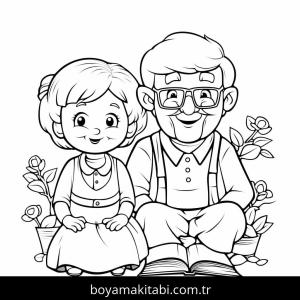 Büyükbaba boyama sayfası – kolay boyama, eğitici aktivite
