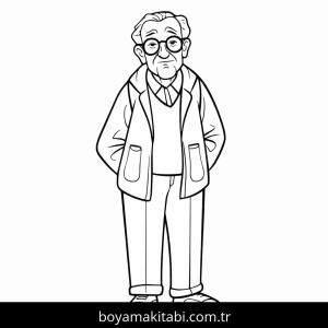 Büyükbaba boyama sayfası – keyifli zaman, renkli çizimler