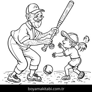 Büyükbaba boyama sayfası – çocuk aktivitesi, PDF indir