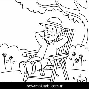 Büyükbaba boyama sayfası – çocuk aktivitesi, PDF indir