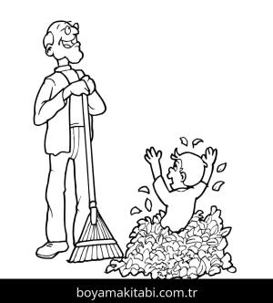 Büyükbaba boyama sayfası – el becerilerini geliştirir, boyama çalışması