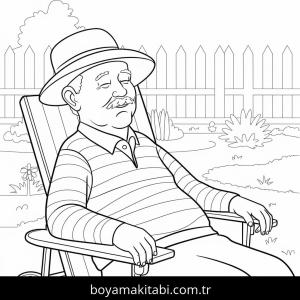 Büyükbaba boyama sayfası – kolay boyama, eğitici aktivite