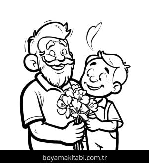 Büyükbaba boyama sayfası – boyama etkinliği, çocuk aktivitesi