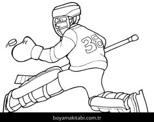 Buz Hokeyi boyama sayfası – renkli çizimler, okul öncesi