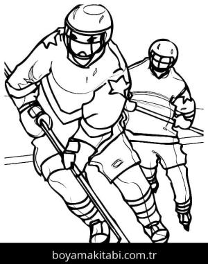Buz Hokeyi boyama sayfası – el becerilerini geliştirir, boyama çalışması