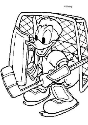 Buz Hokeyi boyama sayfası,  coloring page, Donald Duck hokey oynuyor, 