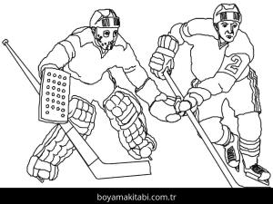 Buz Hokeyi boyama sayfası – çocuklar için, çizgi film temalı