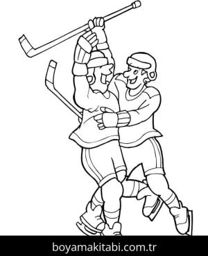 Buz Hokeyi boyama sayfası – çizgi film temalı, basit çizim
