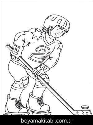 Buz Hokeyi boyama sayfası – eğlenceli etkinlik, el becerilerini geliştirir
