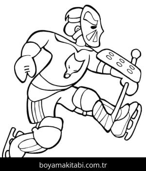 Buz Hokeyi boyama sayfası – basit çizim, kolay boyama