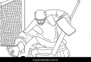 Buz Hokeyi boyama sayfası – sanatsal çalışma, çocuklar için