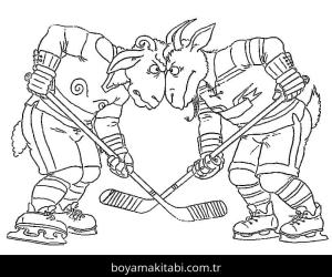 Buz Hokeyi boyama sayfası – evde etkinlik, ücretsiz yazdır