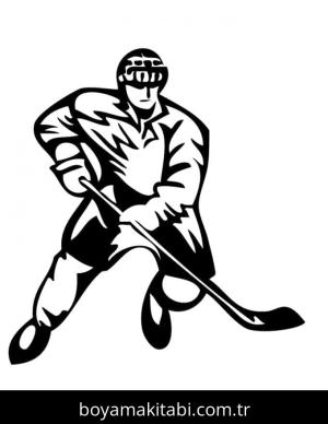 Buz Hokeyi boyama sayfası – çocuklar için, çizgi film temalı
