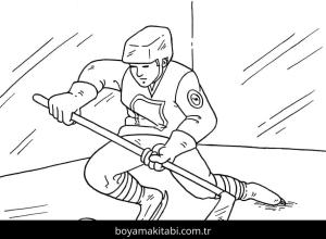 Buz Hokeyi boyama sayfası – çizgi film temalı, basit çizim
