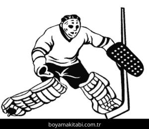 Buz Hokeyi boyama sayfası – basit çizim, kolay boyama