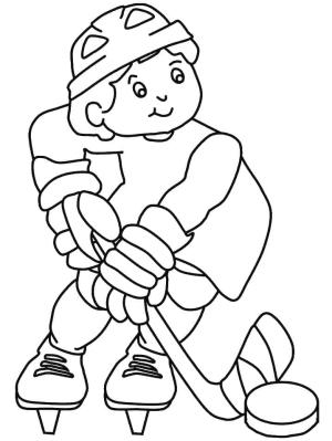 Buz Hokeyi boyama sayfası,  coloring page, Küçük çocuk hokey oynuyor, 