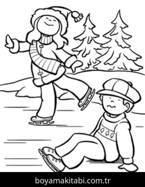 Buz Pateni boyama sayfası – renkli çizimler, okul öncesi