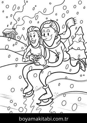 Buz Pateni boyama sayfası – evde etkinlik, ücretsiz yazdır