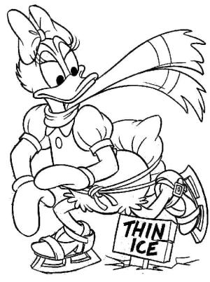 Buz Pateni boyama sayfası,  coloring page, Daisy Duck buz pateni resmi, 