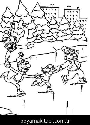 Buz Pateni boyama sayfası – yaratıcılık, eğlenceli etkinlik