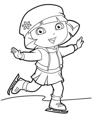 Buz Pateni boyama sayfası,  coloring page, Dora buz pateni, 