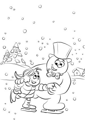 Buz Pateni boyama sayfası,  coloring page, Frosty kardan adam buz pateni, 