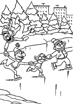 Buz Pateni boyama sayfası,  coloring page, Susam Sokağı buz pateni, 