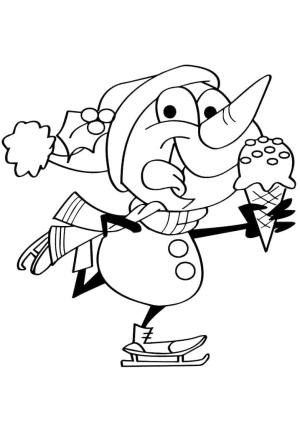 Buz Pateni boyama sayfası,  coloring page, Chibi kardan adam buz pateni, 