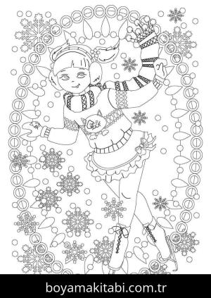 Buz Pateni boyama sayfası – keyifli zaman, renkli çizimler