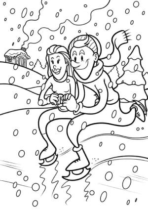 Buz Pateni boyama sayfası,  coloring page, Ice skating couple, 