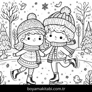 Buz Pateni boyama sayfası – çocuklar için, çizgi film temalı
