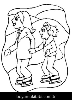 Buz Pateni boyama sayfası – keyifli zaman, renkli çizimler