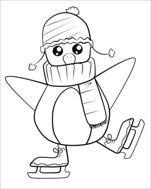 Buz Pateni boyama sayfası,  coloring page, Penguen Buz Pateni resmi, 