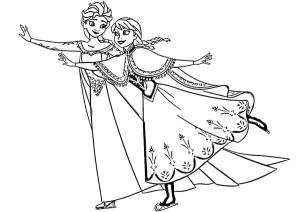 Buz Pateni boyama sayfası,  coloring page, Elsa ve Anna buz pateni, 